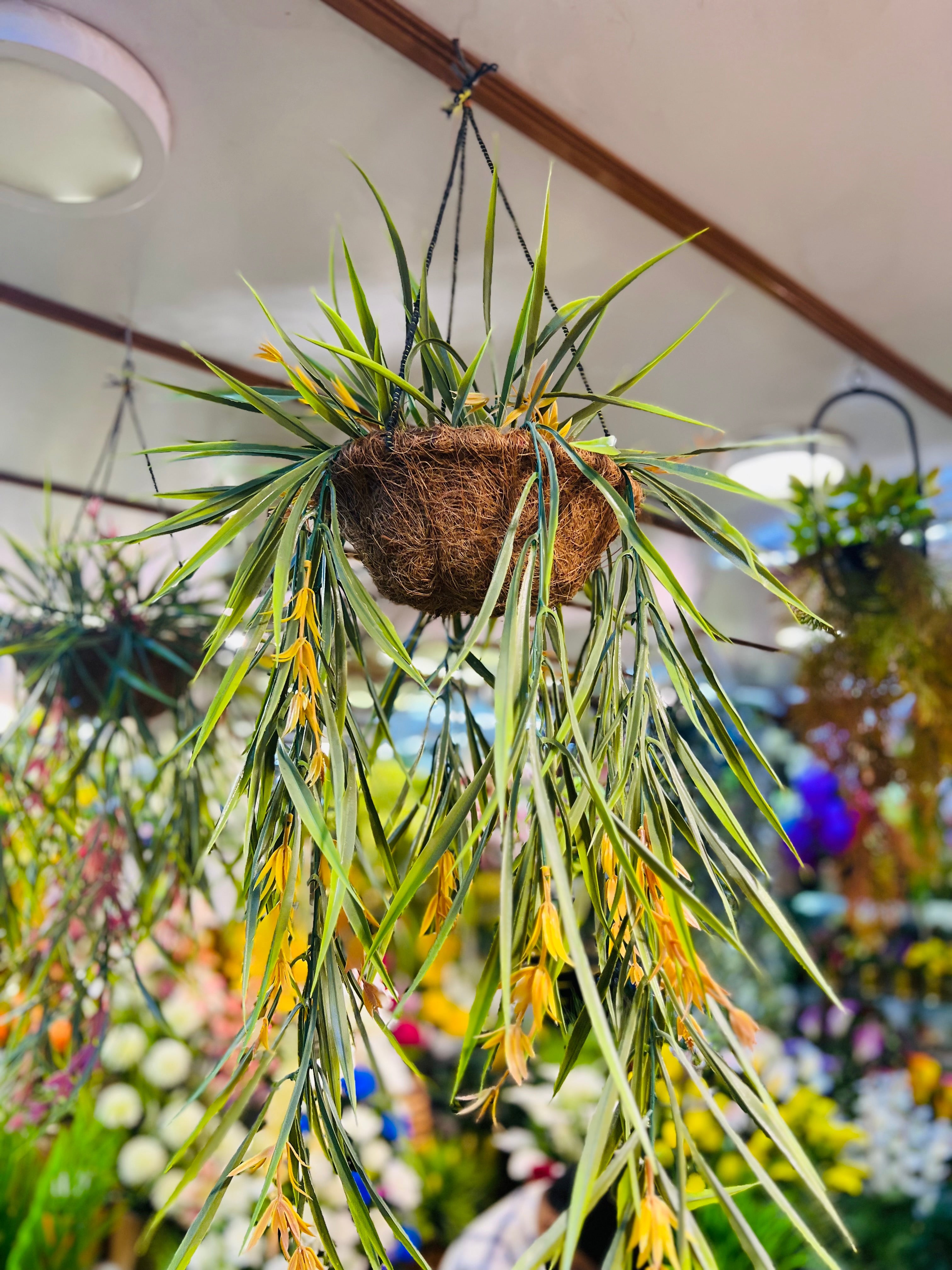 Hanging jute baskets