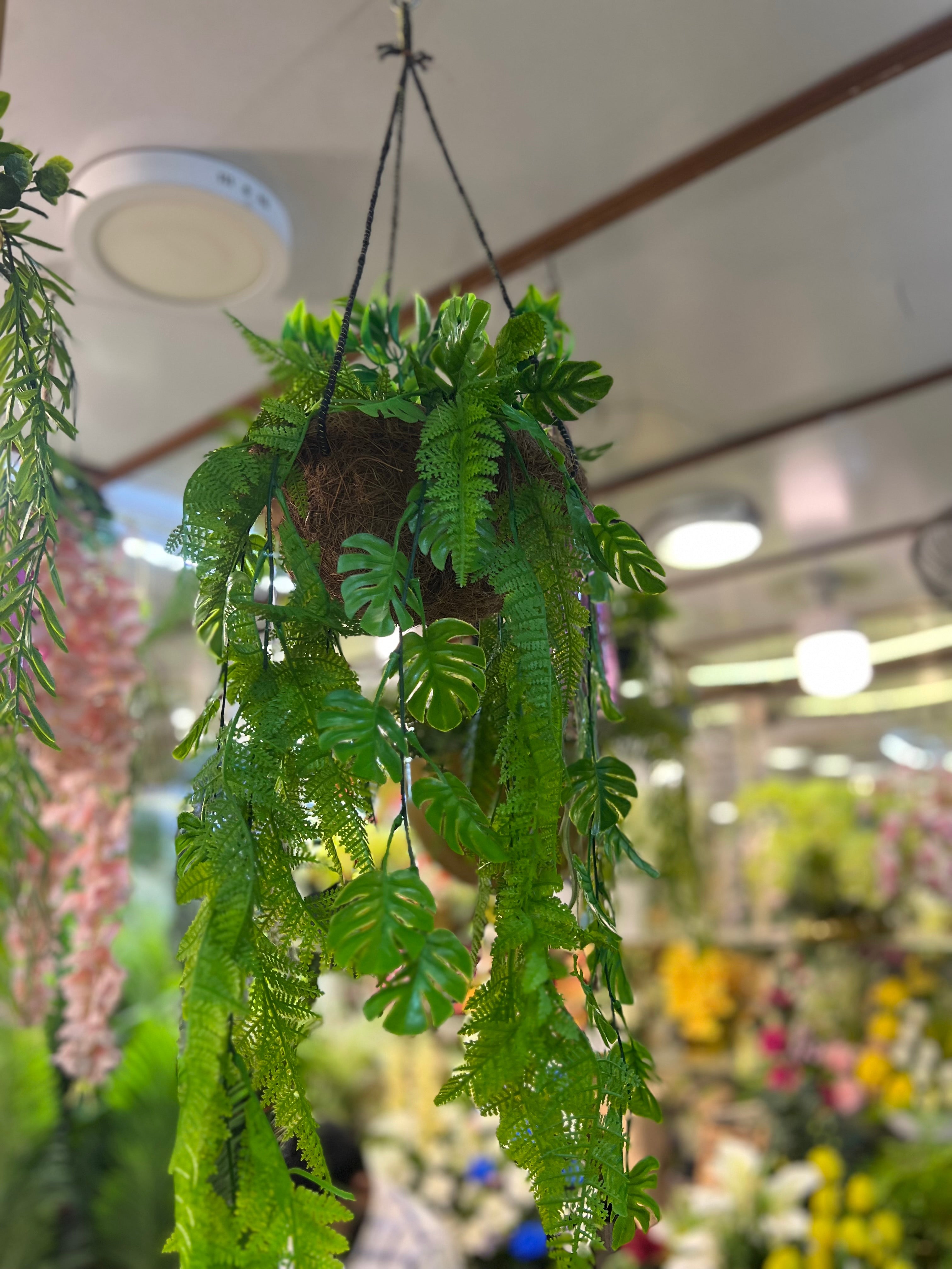 Hanging jute baskets