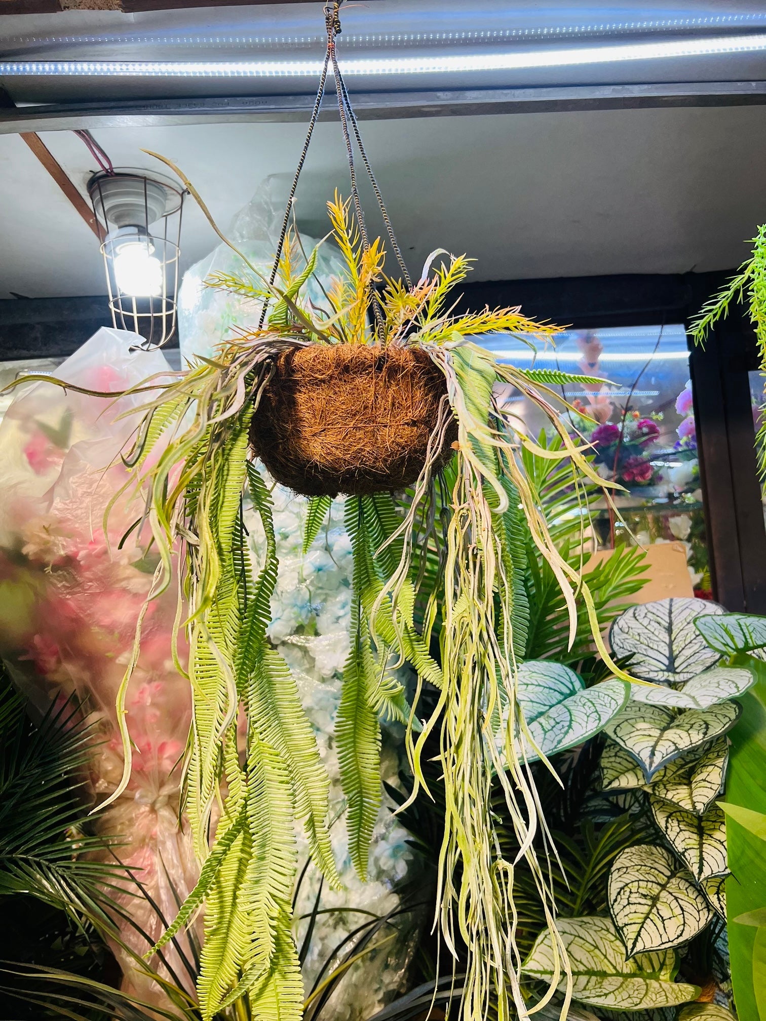 Hanging jute baskets