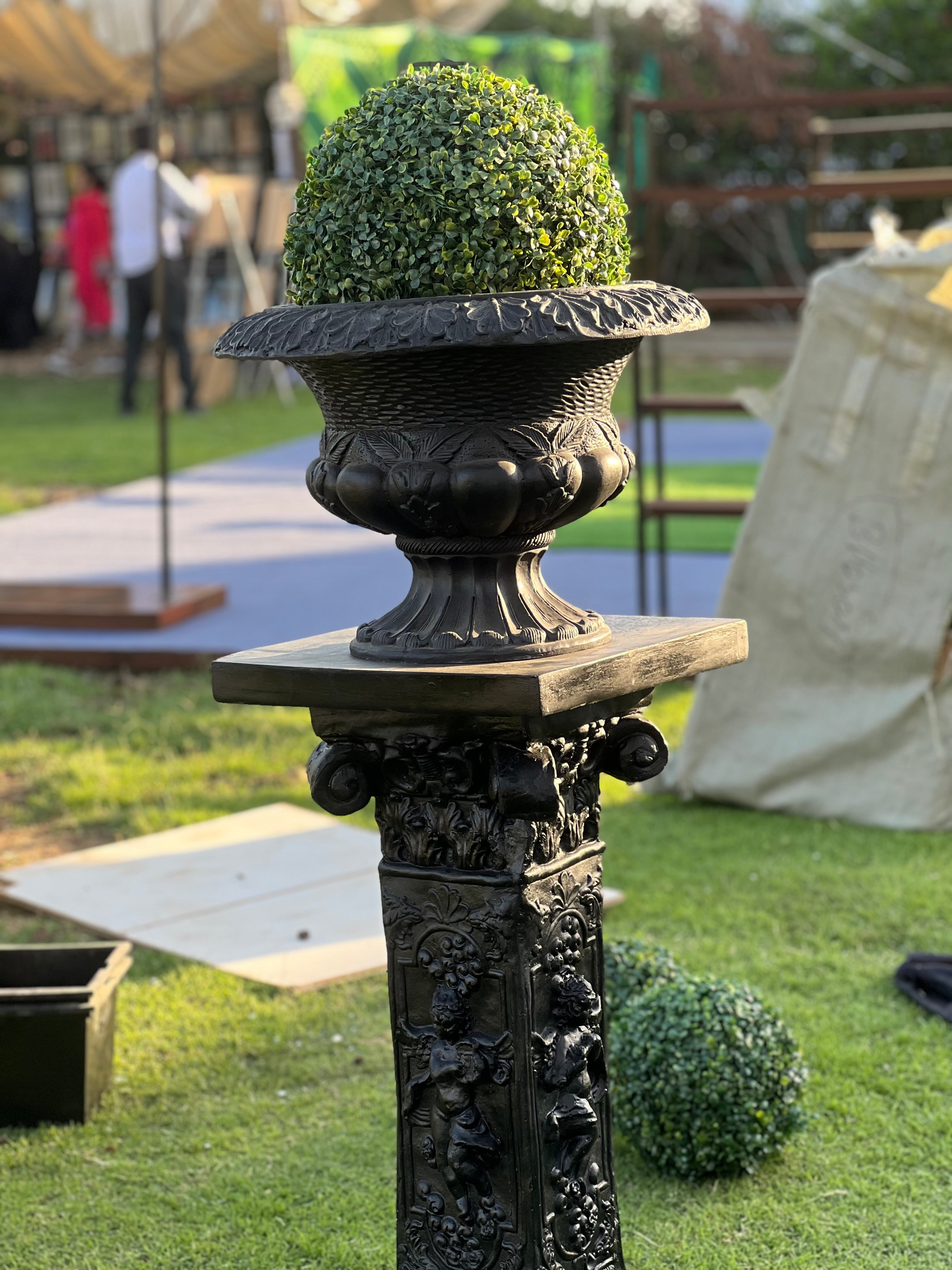 Carved Pedestal with victorian urn