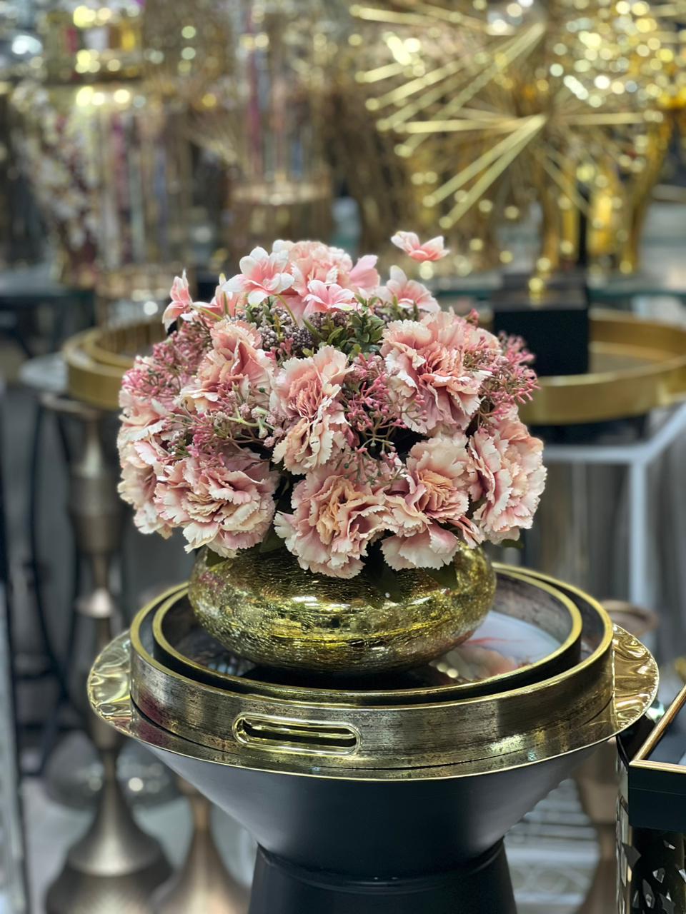 Golden Glass Bowl With Flower