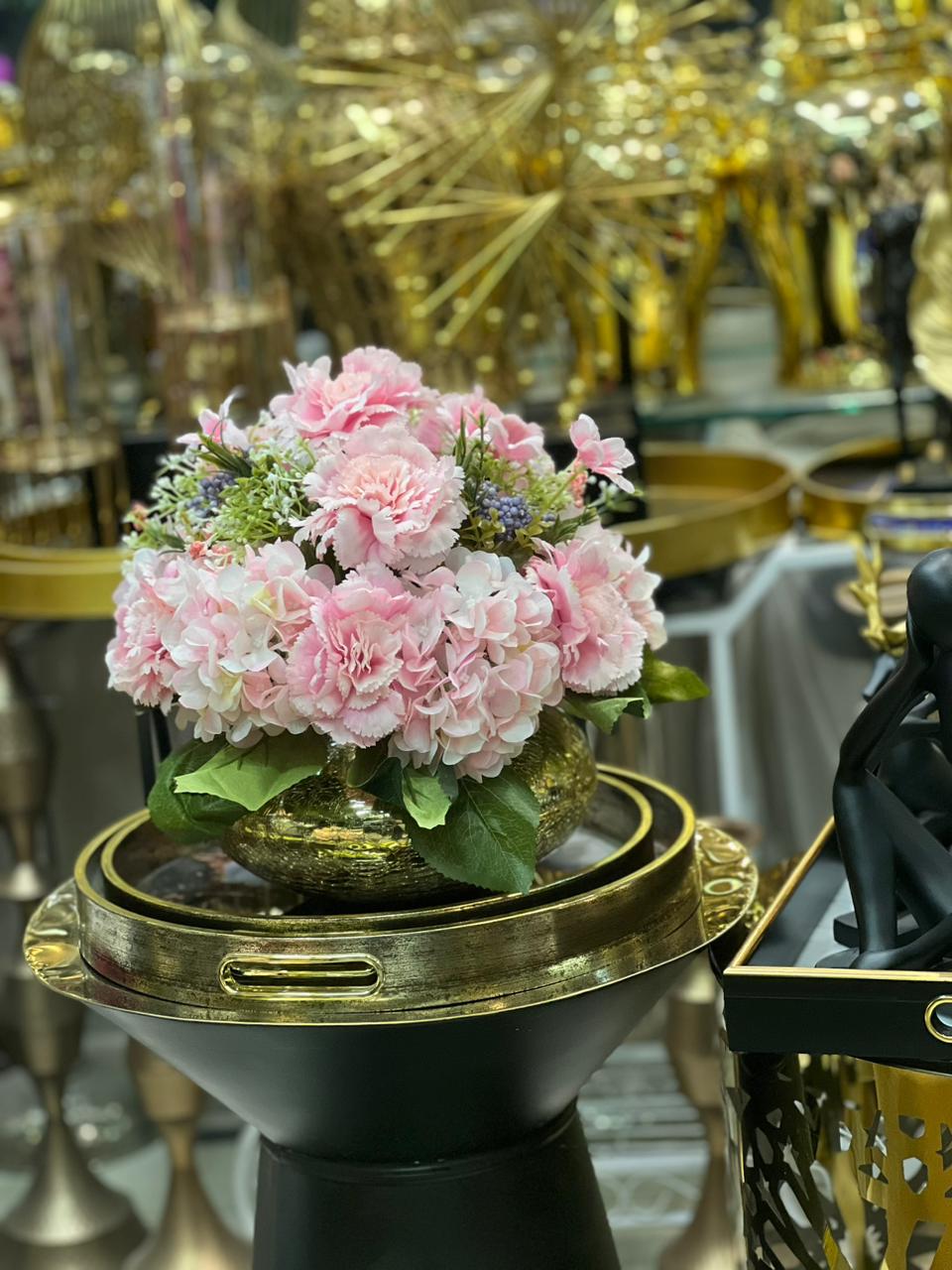 Golden Glass Bowl With Flower